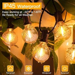 25FT Outdoor String Lights, Waterproof Connectable Shatterproof Outside Light…