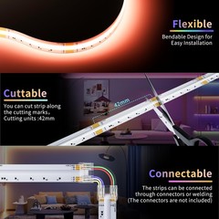 COB LED Strip Lights,20ft RGB+CCT 2700K-6500K White LED Lights,Dimmable Color…
