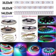 WS2812B 5V 5050 RGB LED Strip 1-5M 30 60 144 150 300 Leds Individual Addressable