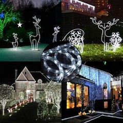 White 1/2″ LED Rope Light 10′, 25′, 60′, 150’ft Static w/8 Modes Extendable Xmas