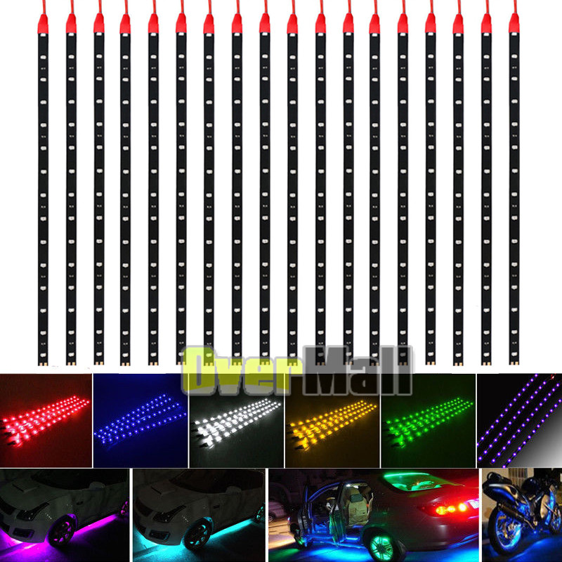 Lot Waterproof 12”/15 DC 12V Motor LED Strip Underbody Light For Car Motorcycle