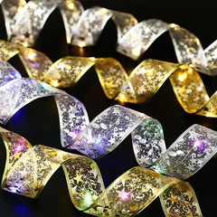 1/2/5/10M Christmas Tree Ribbon Fairy Lights, Indoor DIY Bows String Light Batte