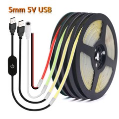 5mm 5V COB LED Strip Light Flexible 400Led/m High Density USB COB Led Tape Light
