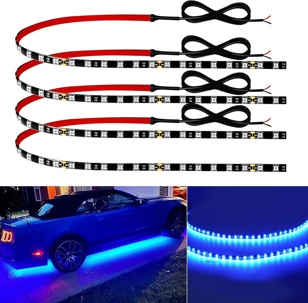 Car Led Strip Lights 24″ Connectable Blue Led Light Strip for Cars Boat Marine G