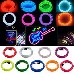 Battery Powered Neon LED Lights Glow EL Wire String Strip Rope Tube Party Decor