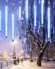 Blue 20 Tubes Meteor Shower Icicle Lights 480 LED Raindrop Lights with Timer …