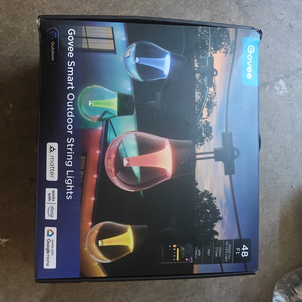 Govee Outdoor String Lights 2 H702A S14 Bulb, 48ft Smart RGBIC