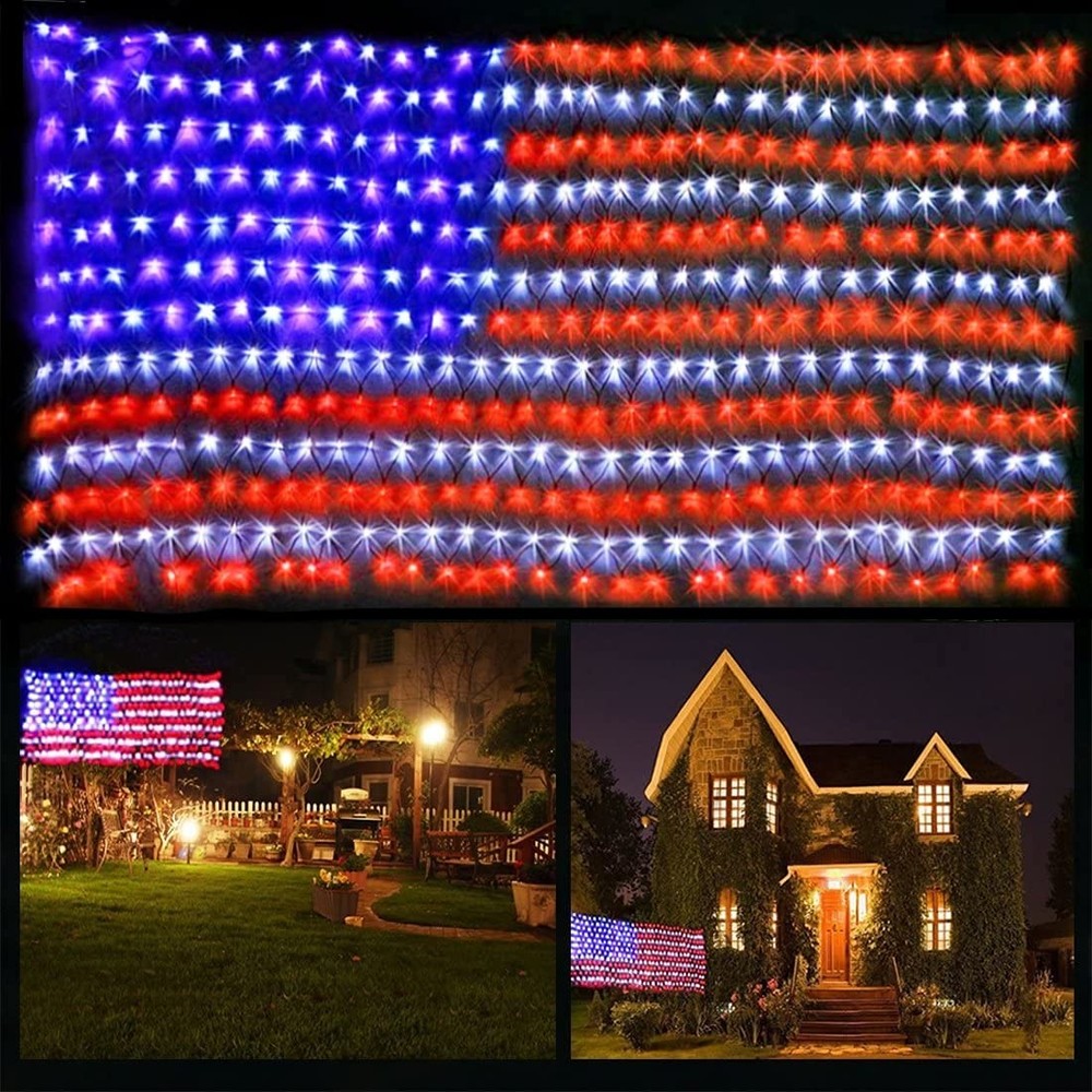 American Flag Lights 420 LED 6.56ft X 3.28ft Waterproof for Outdoor Decor