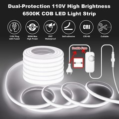 IP67 Waterproof 100FT AC 110V-120V COB LED Strip Lights Direct Plug Super Bright