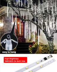 Cool White 20 Tubes Meteor Shower Icicle Lights 480 LED Raindrop Lights with Tim