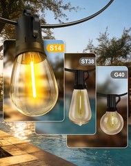 50ft-Solar-Powered-Lights-Outdoor-Waterproof-String Lights-Outside-Patio-Yard…
