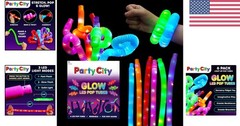 Multicolor LED Pop Tubes 25″ 6 Pack Glow in the Dark Sensory Toys for Kids