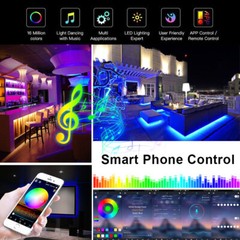 LED Strip Lights 100ft 50ft Music Sync Bluetooth 5050 RGB Room Light with Remote