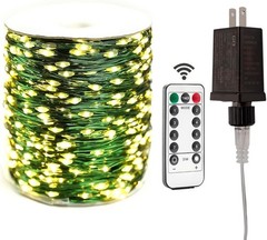Green Wire Fairy String led Light Plug in 200ft Bright 600 LED Waterproof OTH031