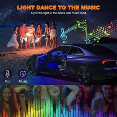 Jushope Interior Car LED Strip Lights with Wireless APP and Remote Control, RGB