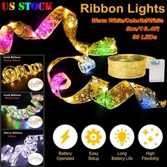 16.4ft 50 LED Ribbon Fairy String Lights Battery Christmas Tree Party Decor