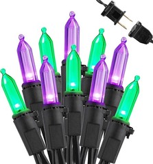 Purple & Green Halloween Lights, 33ft 100 LED Halloween String Lights, 120V …