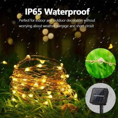 Outdoor 39ft 100 LED Solar Powered String Lights, Waterproof Copper Wire Light