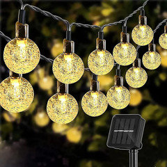Solar Crystal Globe String Lights 60 LED IP65 Waterproof 8 Modes Garden Decor