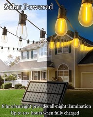 50ft Solar Powered Lights Outdoor Waterproof String Lights Outside Patio Yard