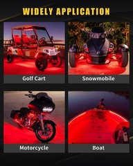 Waterproof 30CM Red LED Strip Lights Pack of 4 for Cars & Boats