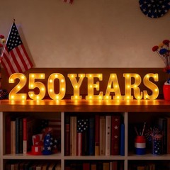 250th Anniversary Decorations – LED Sign Lights, Battery Powered, 4th of July Ho