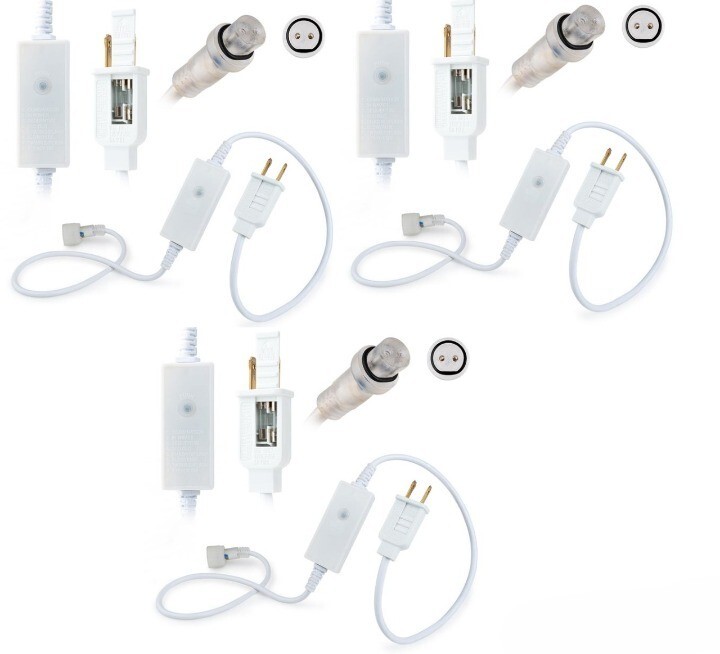 3 PK LED Rope Power Cord w/ Attached Connection Cap Mode-Changing 8-Modes 1Meter