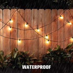 60FT Waterproof Solar String Lights with Remote, 20 Dimmable LED Bulbs for Patio