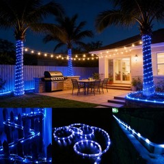 Solar LED Rope Lights Outdoor Waterproof Solar Powered String Lights Garden Pati