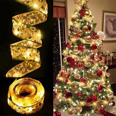 1/2/5/10M Christmas Tree Ribbon Fairy Lights, Indoor DIY Bows String Light Batte