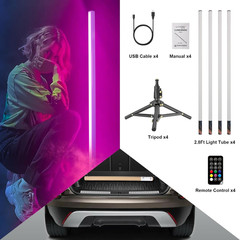 LUXCEO 4Pack RGB Tube Light Bar with Light Stand, Battery Powered LED Video Ligh