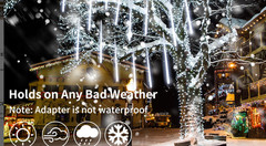 5 Packs – JJGoo White Christmas Meteor Shower Rain Lights 10 Tubes 12″ 240 LED