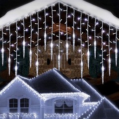 Christmas LED Icicle Falling Rain Curtain Fairy String Lights Outdoor Xmas Party