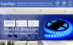 16.4ft 5050 Blue LED Strip Light DC12V 300 LED Waterproof Tape Light Flexible 5M