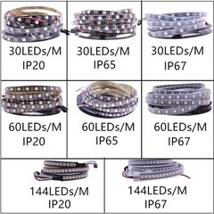ADRESUNO WS2812B LED Strip Individual 3.2FT 144LEDS Non-Waterproof, Black PCB