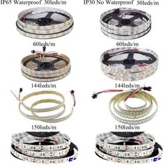 WS2812B 5V 5050 RGB LED Strip 1-5M 30 60 144 150 300 Leds Individual Addressable
