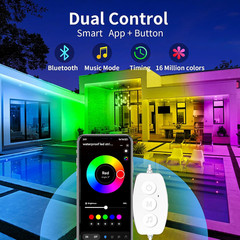 Outdoor Led Strip Lights Waterproof IP68, RGB Outdoor Led Lights with Button & B