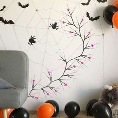 6 Ft Halloween Willow Vine Twig Garland with 54 LED Orange & Purple Lights, Pump