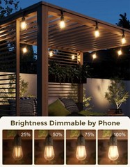 49Ft LED Outdoor String Lights Waterproof IP65,App Control,Compatible with Alexa