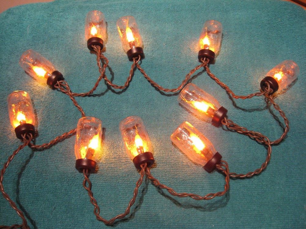 10 Clear Glass Mini Mason Jar Deco String Light Set Silicone Bulb Ornament Globe