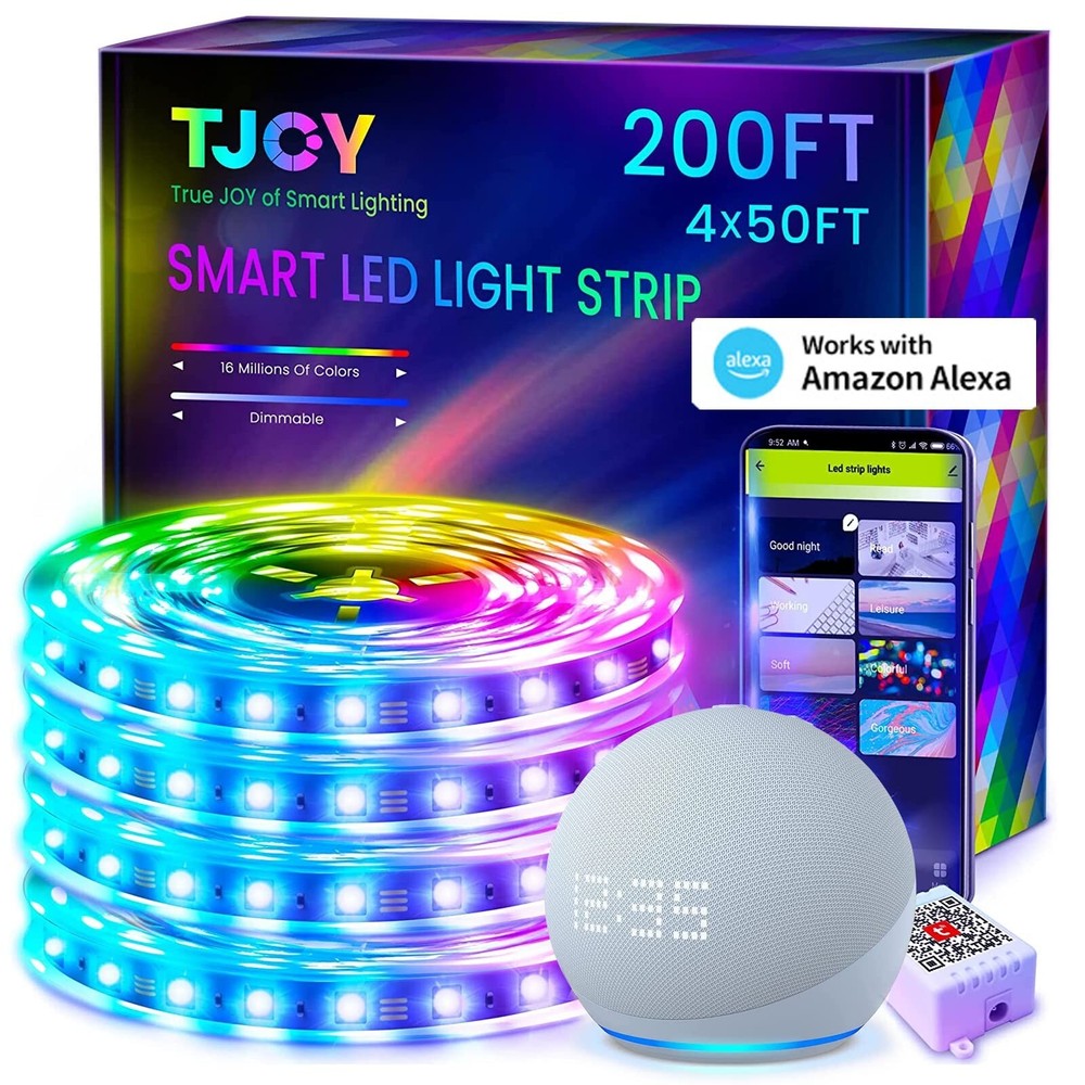 TJOY 200ft Smart Led Strip Lights for Bedroom, Alexa Led Light Strip,2835 RGB…