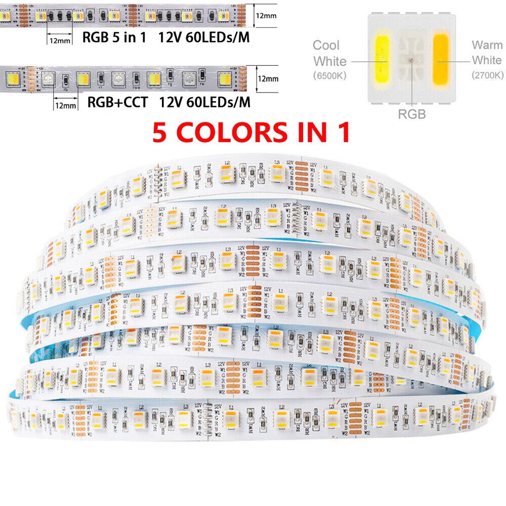 5M 5050 RGBCCT 5in1 RGB LED Strip RGBWW Warm White RGBW Cool White 300LED Lights