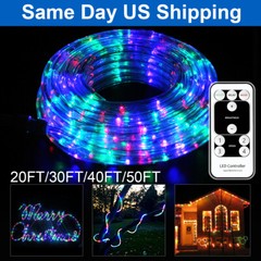 20-50′ Outdoor/Indoor LED Rope Light 4-Lighting Mode Lights Flexible with Remote