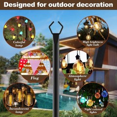 10Ft String Light Poles 4 Pack, for Outside Lights, Metal Stand, Patio Backyard