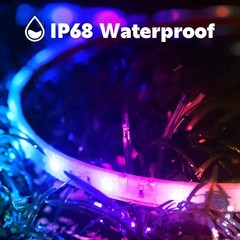100Ft Outdoor RGB LED Strip Lights IP68 Waterproof Music Sync w/ App Remote