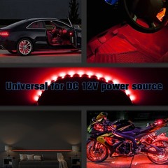 Red LED Strip Lights for Car BaishenglinMotor 12-Pack DC12V Waterproof