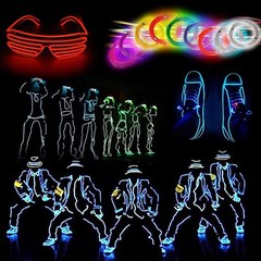 EL Wire Neon Glowing Strobing Electroluminescent Light El Wire w/Battery Pack…