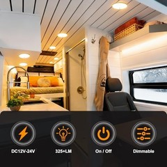 RV LED Ceiling Dome Light w/Switch 4.5” RV Lights Interior 12V 3000K 4-Pack
