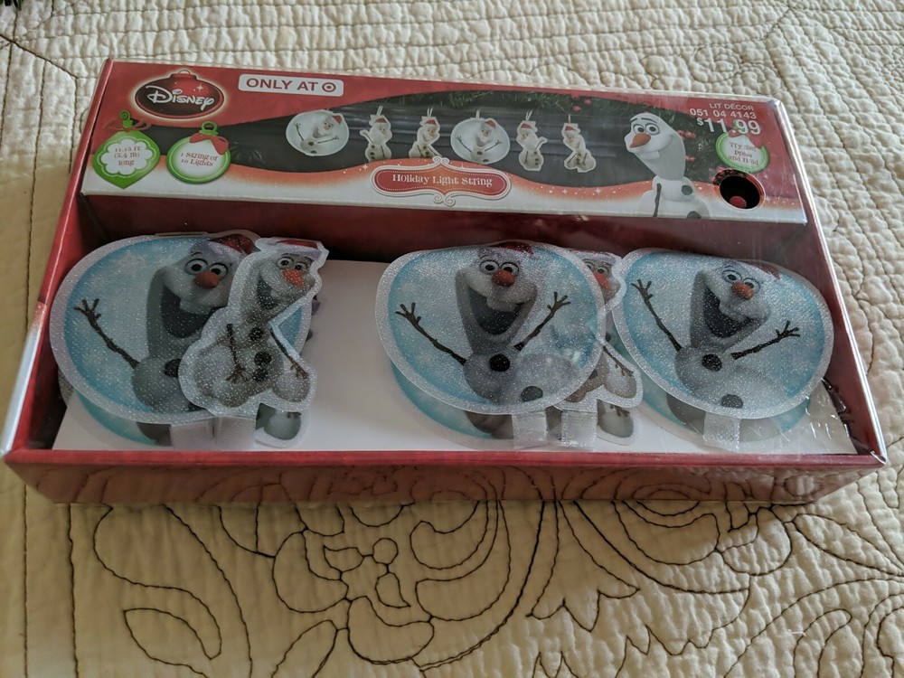 Disney Frozen Olaf Holiday Light String Snowman(11.15ft long) New Free Ship