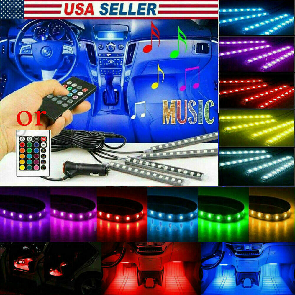4×9 4×12 LED Car Interior Decor Neon Atmosphere Light Strip With Music Control